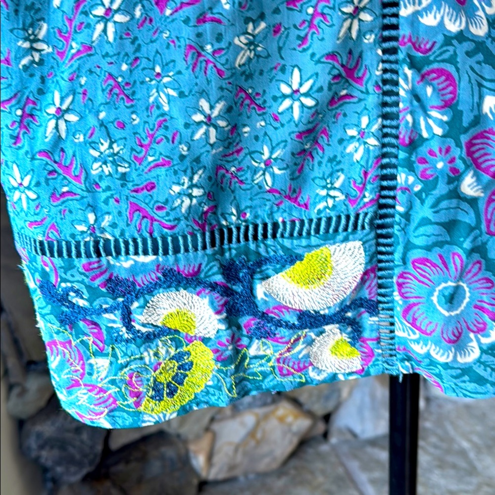 Anthropologie Boho Floral Embroidered Tank Top - Size 12 - Picture 15 of 16